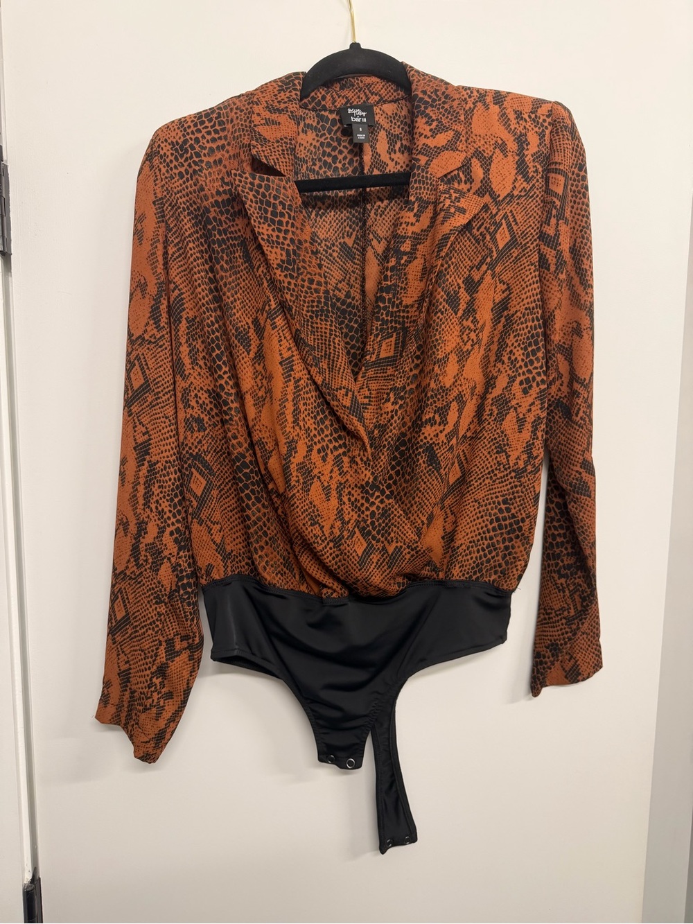 BECCA TILLEY X BAR III Snakeprint Orange and Black Bodysuit